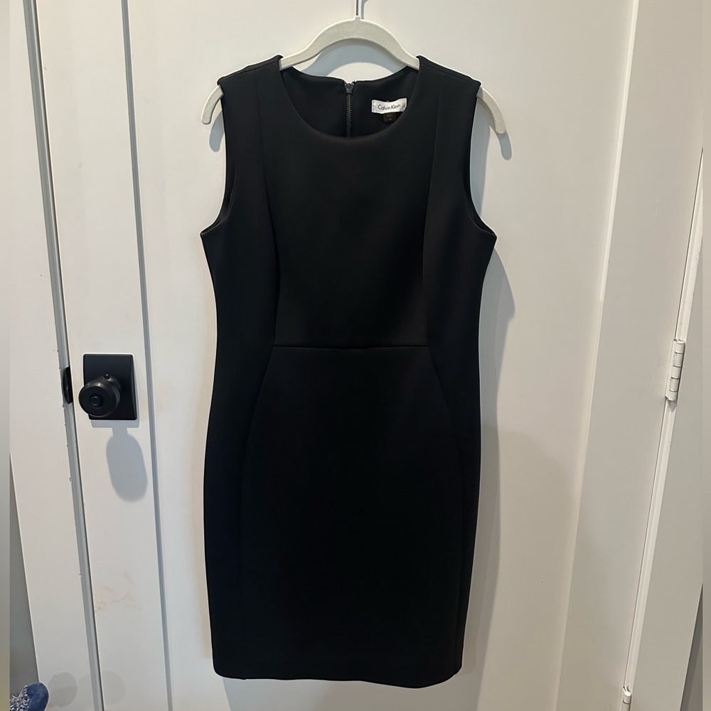 Calvin Klein Sleeveless Sheath Dress | Size 12 | Black with Gunmetal zipper